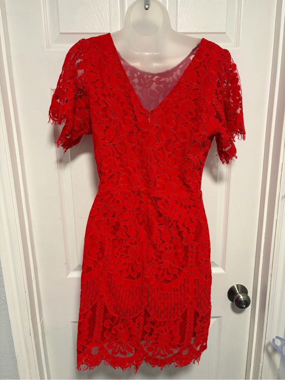 Lulu's Red Floral Lace Short Sleeve Dress - Picture 4 of 7